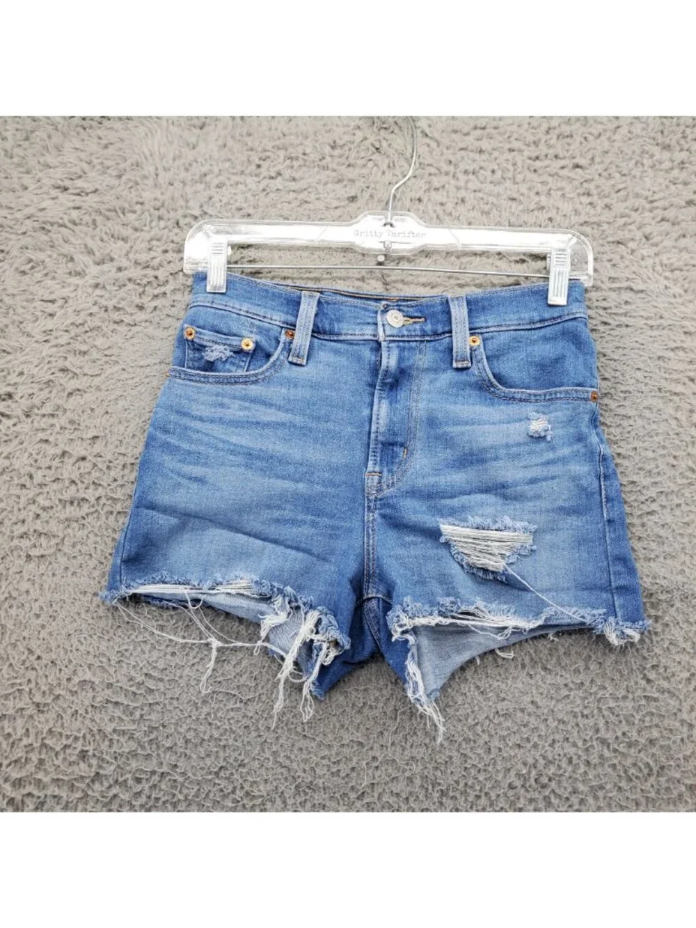 Levis Shorts Womens 25 Blue High Rise Cutoff Stretch Denim Jorts